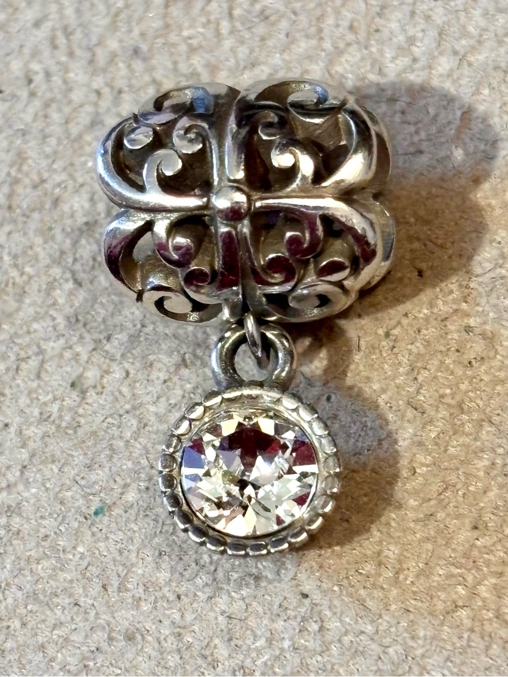 🆕Listing 🆕 Brighton April Bijou Bead in Silver w. Clear dangling crystal Retired